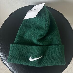 Nike Forest Green Beanie with White Swoosh